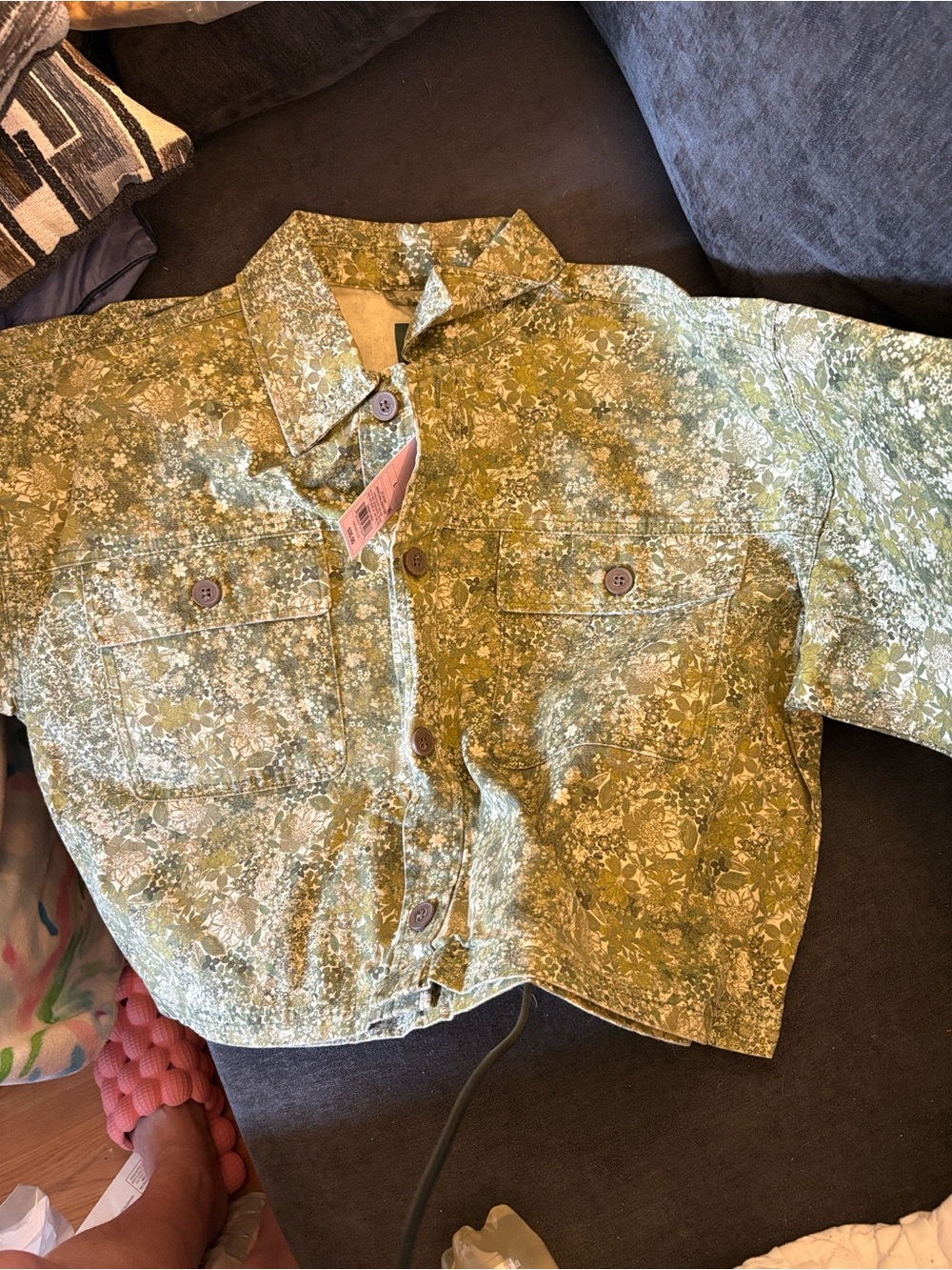 Wild FableGreen Floral Button-Front Jacket